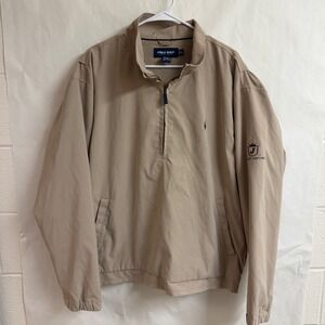 Polo Golf VTG Ralph Lauren Men Tan Lightweight 1/4 Zip Jacket Preppy Pullover XL